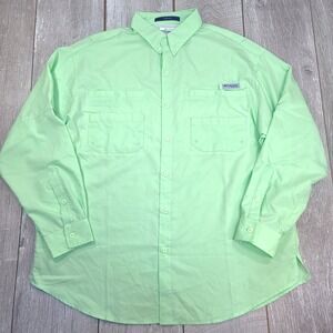 Columbia Shirt Mens Size 1X Big PFG Tamiami Green Button Vented Fishing Top